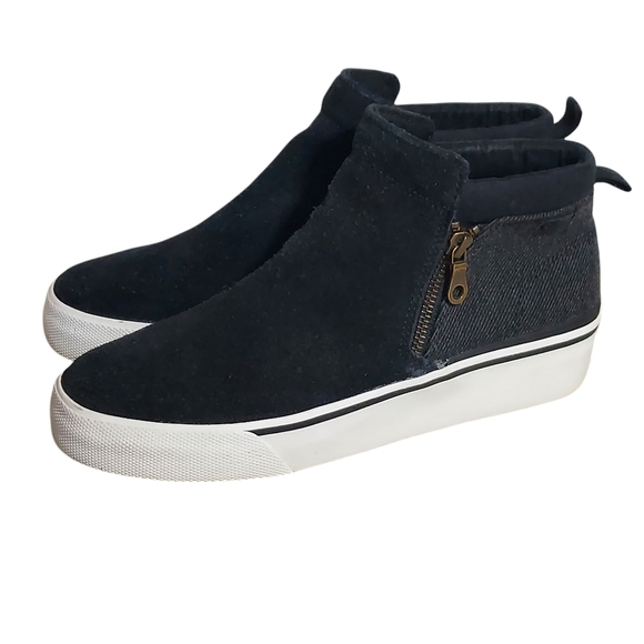 Keds Cooper Black Dark Gray Women's Suede Canvas Side Zip Bootie - Picture 1 of 16